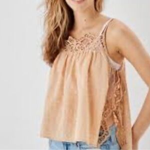 American Eagle Flowy Side Tie Tank Lace Crochet Detail BOHO Size Medium NWT